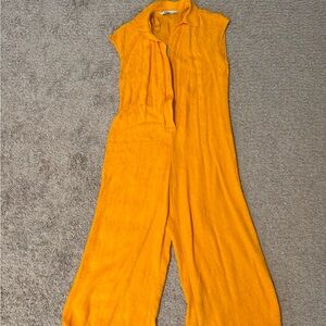 Zara Orange Sleeveless Jumpsuit with High Neck